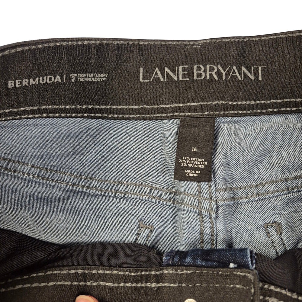 Lane Bryant Bermuda Denim Shorts Tight Tummy Womens Size 16 Dark Wash Stretch - Picture 4 of 7